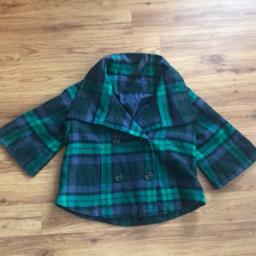 Priorities cropped plaid jacket / blazer